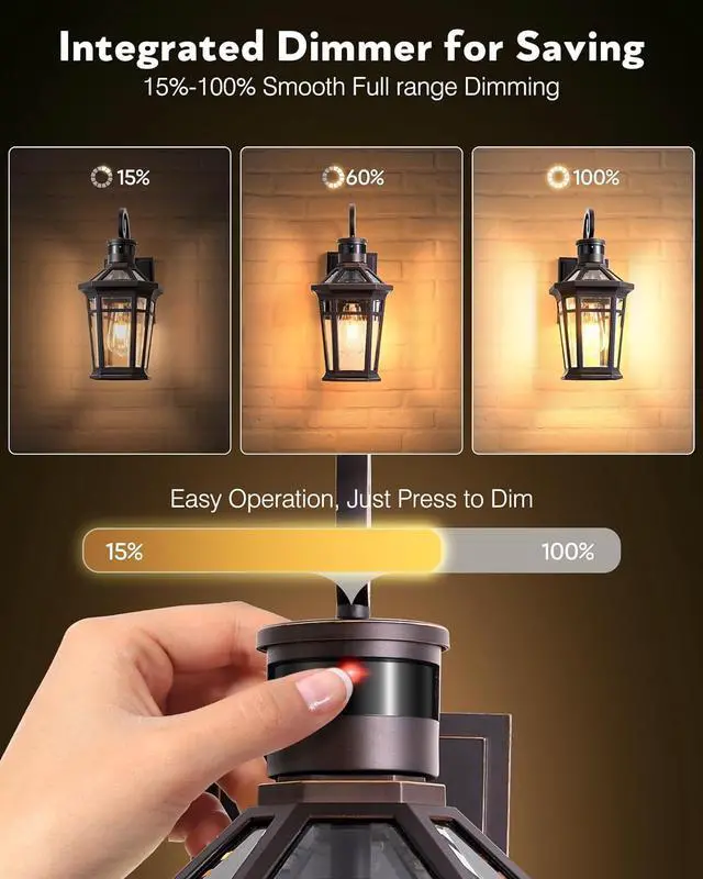 Alt view image 4 of 7 - 2 Pack Motion Sensor Outdoor Porch Lights Wall Mount, Oil Rubbed Bronze Outside Garage Lights Wall Lantern, Dusk to Dawn Exterior Lighting Fixtures, Anti-Rust Outside Sconce Light for Patio