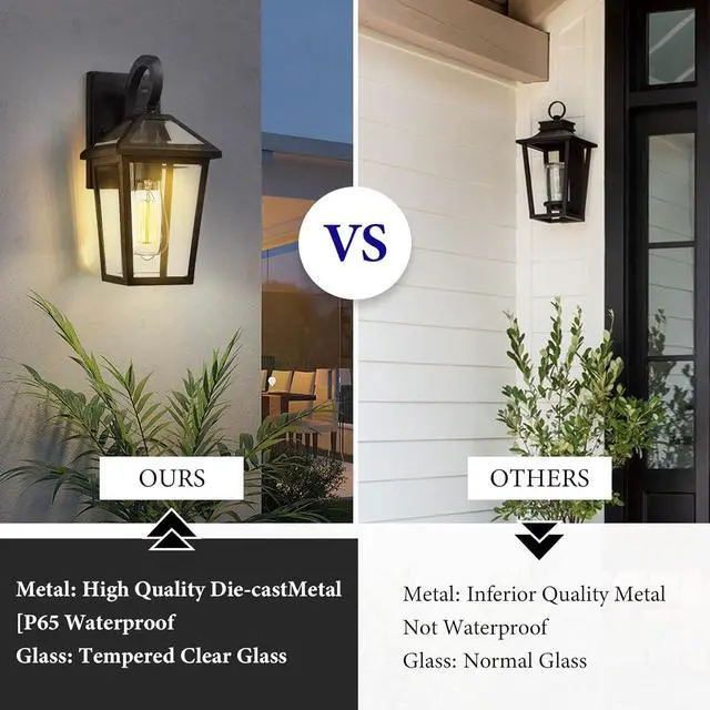 Alt view image 5 of 7 - Outdoor Light Fixtures Wall Mount, Waterproof Exterior Wall Lanterns with Glass, Outside Wall Sconces, Front Porch Lights for House Garage Doorway Patio (Small, 2Pack)