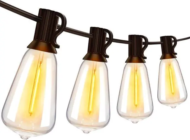 Main image of Ollny Outdoor String Lights 30FT, Shatterproof Connectable Patio Lights with 15+1 Spare ST38 Vintage Bulbs, 2200K Warm White Waterproof Outside Hanging Light for Camping Yard Gazebo Porch Balcony