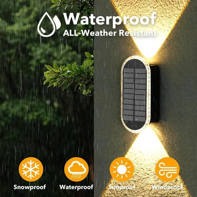 Alt view image 6 of 7 - 6 Pack Solar Fence Lights Outdoor, RGBW 8-Color Changing Waterproof Dual Lens Up/Down Lighting Solar Powered Fence Lights for Garden/Pool Cage/Patio/Wall/Porch(2 Installation Modes)