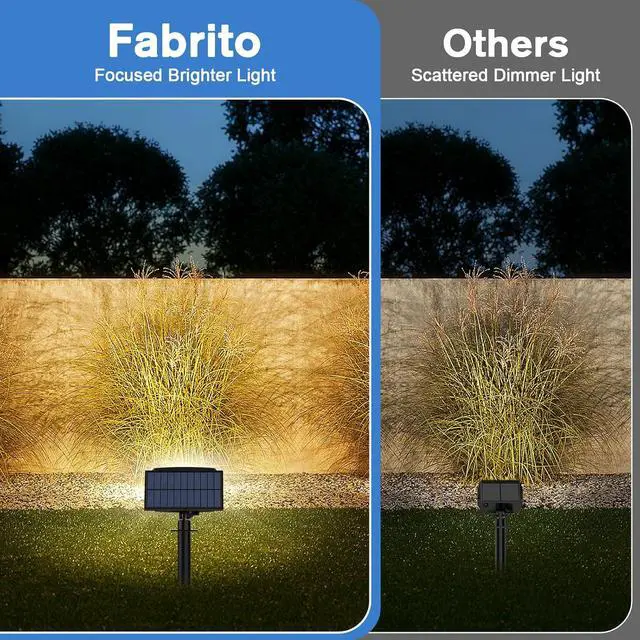 Alt view image 3 of 7 - Fabrito Solar Spot Lights Outdoor 136 LEDs, Big Brighter Lighting Solar Lights Outdoor, 4 Pack IP65 Waterproof Landscape Spotlights Auto On/Off for Yard, Garden, Pathway, Plants,Tree (Warm White)