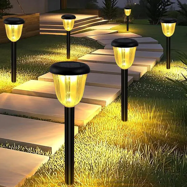 Main image of Waterproof Solar Pathway Lights Outdoor - 8 Pack Landscape Light Solar Powered 2 Lighting Modes RGBW, Auto On/Off Garden Lights for Outside, Yard, Patio Walkway Driveway