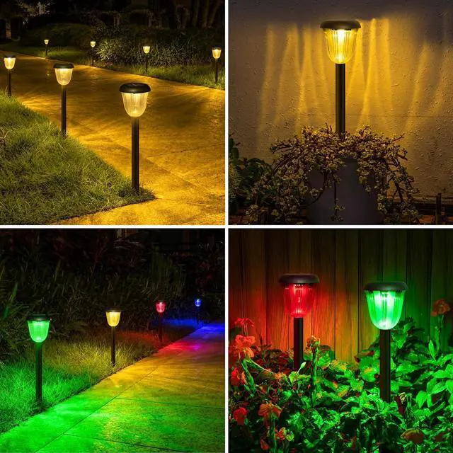 Alt view image 7 of 7 - Waterproof Solar Pathway Lights Outdoor - 8 Pack Landscape Light Solar Powered 2 Lighting Modes RGBW, Auto On/Off Garden Lights for Outside, Yard, Patio Walkway Driveway
