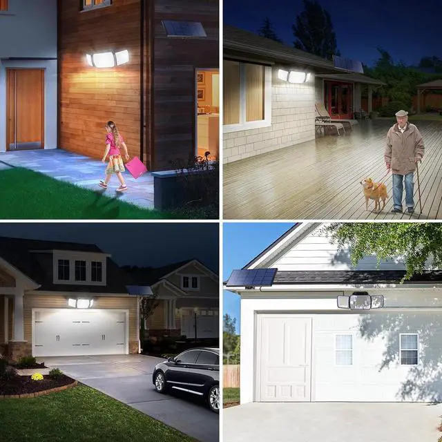 Alt view image 6 of 6 - intelamp Solar Lights Outdoor, 3 Head Solar MotionSensor Lights for Outside, lP65 Waterproof,Separate Panel with 9FT Cable RemoteControl Wall Lights