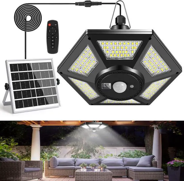 Main image of Solar Shed Light, Solar Pendant Light Indoor Outdoor,180 LED 1000LM Solar Indoor Lights Motion Sensor with Remote Control for Shed Barn Gazebo Garage Home
