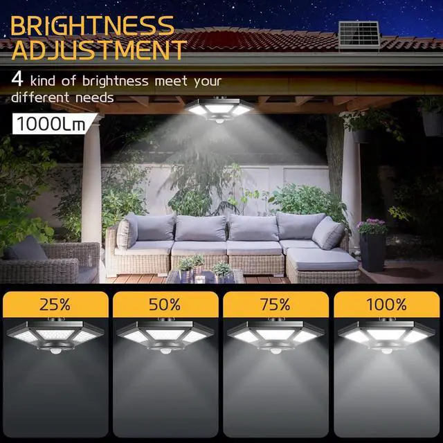 Alt view image 3 of 7 - Solar Shed Light, Solar Pendant Light Indoor Outdoor,180 LED 1000LM Solar Indoor Lights Motion Sensor with Remote Control for Shed Barn Gazebo Garage Home