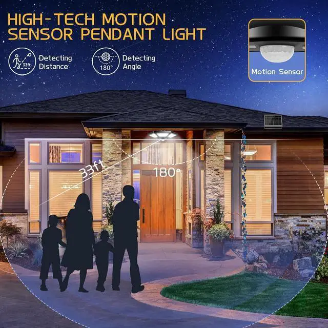 Alt view image 2 of 7 - Solar Shed Light, Solar Pendant Light Indoor Outdoor,180 LED 1000LM Solar Indoor Lights Motion Sensor with Remote Control for Shed Barn Gazebo Garage Home
