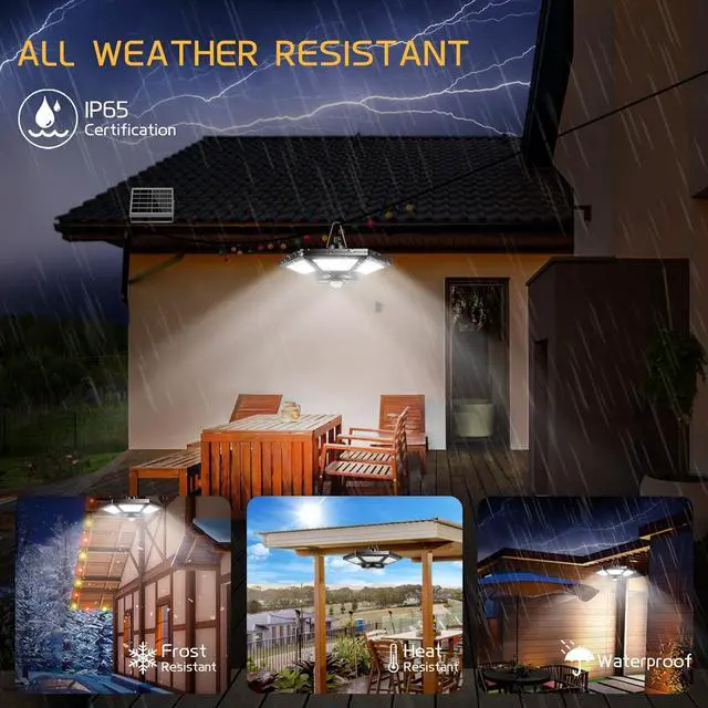 Alt view image 5 of 7 - Solar Shed Light, Solar Pendant Light Indoor Outdoor,180 LED 1000LM Solar Indoor Lights Motion Sensor with Remote Control for Shed Barn Gazebo Garage Home