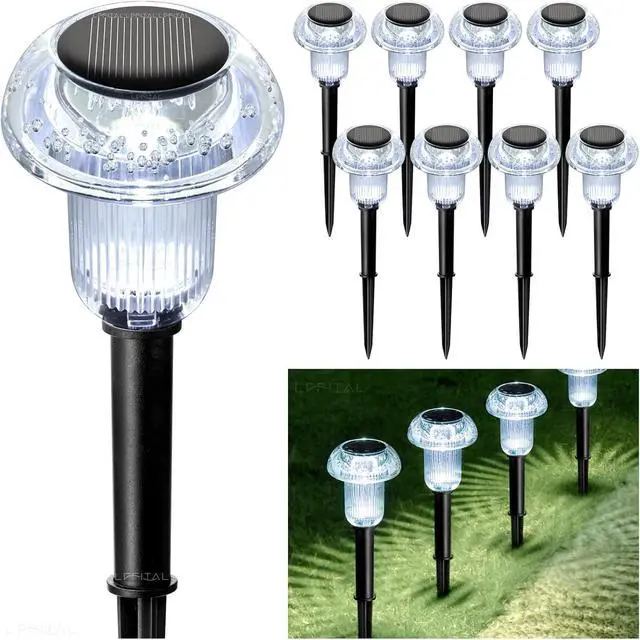 Main image of Solar Lights Outdoor 8 Pack Solar Pathway Lights Outdoor 6000K Cold White LED Waterproof Mushroom Lighting Stake for Outside, Yard, Garden, Path, Lawn, Driveway, Patio, Landscape Decorations