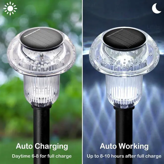 Alt view image 3 of 7 - Solar Lights Outdoor 8 Pack Solar Pathway Lights Outdoor 6000K Cold White LED Waterproof Mushroom Lighting Stake for Outside, Yard, Garden, Path, Lawn, Driveway, Patio, Landscape Decorations