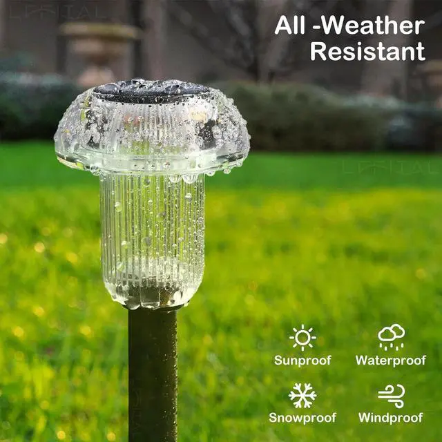 Alt view image 5 of 7 - Solar Lights Outdoor 8 Pack Solar Pathway Lights Outdoor 6000K Cold White LED Waterproof Mushroom Lighting Stake for Outside, Yard, Garden, Path, Lawn, Driveway, Patio, Landscape Decorations