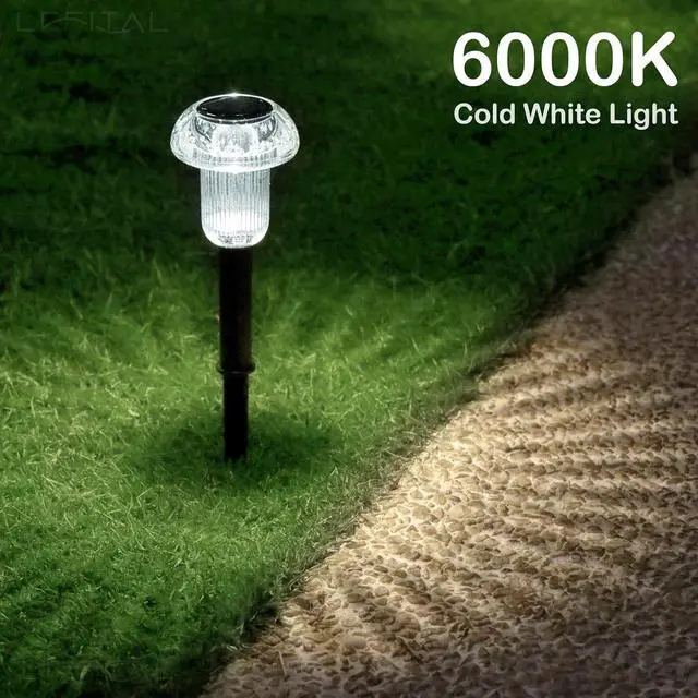Alt view image 6 of 7 - Solar Lights Outdoor 8 Pack Solar Pathway Lights Outdoor 6000K Cold White LED Waterproof Mushroom Lighting Stake for Outside, Yard, Garden, Path, Lawn, Driveway, Patio, Landscape Decorations