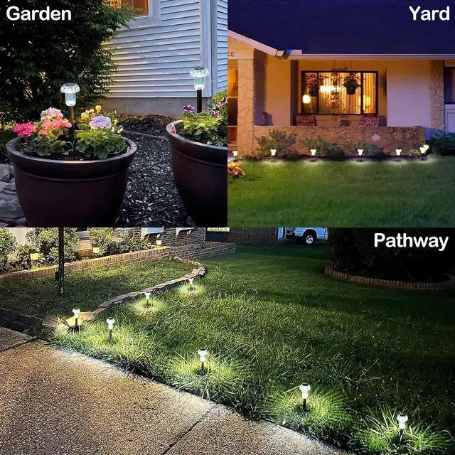 Alt view image 4 of 7 - Solar Lights Outdoor 8 Pack Solar Pathway Lights Outdoor 6000K Cold White LED Waterproof Mushroom Lighting Stake for Outside, Yard, Garden, Path, Lawn, Driveway, Patio, Landscape Decorations