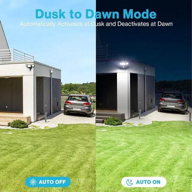 Alt view image 3 of 7 - Olafus 100W LED Security Light Motion Sensor Outdoor Light, Motion Flood Light Dusk to Dawn, 9000LM Super Bright 6500K Exterior Motion Detector Floodlight for Garage Yard Porch Eave IP65, Black