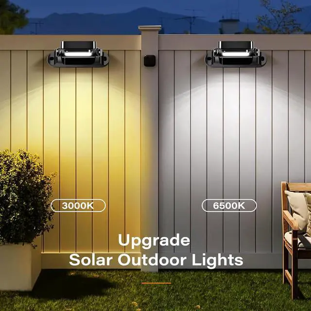 Alt view image 3 of 7 - 200LM Solar Wall Lights Outdoor 6 Colors, 2200mAh Long Lasting Solar Powered Deck Lights, 360° Adjustable Porch Light IP65 Waterproof, Glass Panel Fence Light for Gutter, Step, 4 Pack