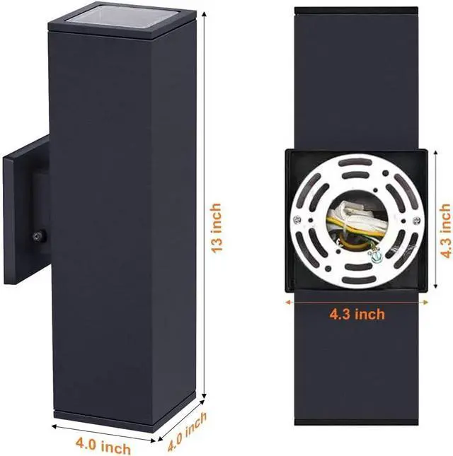 Alt view image 2 of 7 - Up and Down Lights Outdoor Wall Light Dusk to Dawn, Exterior Light Fixture Wall Mount 2 Pack, Matte Black Front Porch Light, IP65 Outdoor Wall Sconce for Patio, Garage, Front Door - ETL Listed