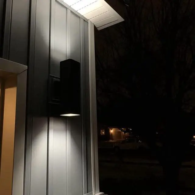 Alt view image 4 of 7 - Up and Down Lights Outdoor Wall Light Dusk to Dawn, Exterior Light Fixture Wall Mount 2 Pack, Matte Black Front Porch Light, IP65 Outdoor Wall Sconce for Patio, Garage, Front Door - ETL Listed