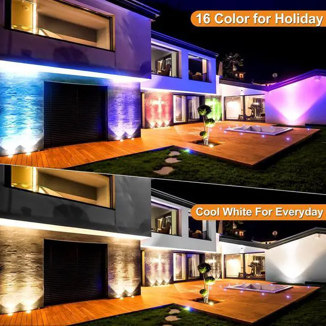 Alt view image 6 of 7 - Low Voltage Landscape Lighting - 10W RGB Landscape Lights with Color Changing, 12V-24V Waterproof Outdoor In-Ground Lights for Yard Garden (10 Pack)