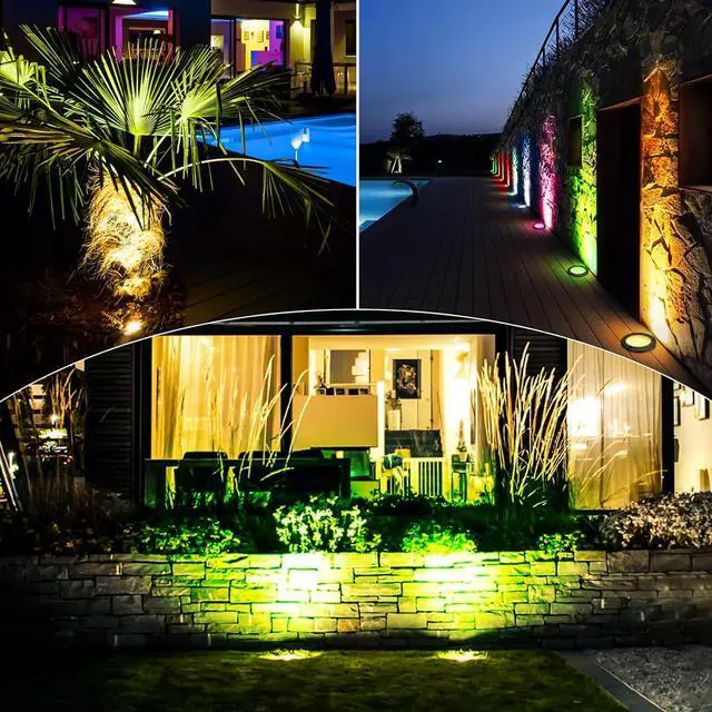 Alt view image 7 of 7 - Low Voltage Landscape Lighting - 10W RGB Landscape Lights with Color Changing, 12V-24V Waterproof Outdoor In-Ground Lights for Yard Garden (10 Pack)