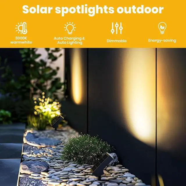 Alt view image 2 of 7 - Solar Pathway Lights Outdoor, Dimmable Solar Spot Light IP65 Waterproof, 500LM 3000K Solars Outdoor Lighting for Walkway Landscape Lawn Yard