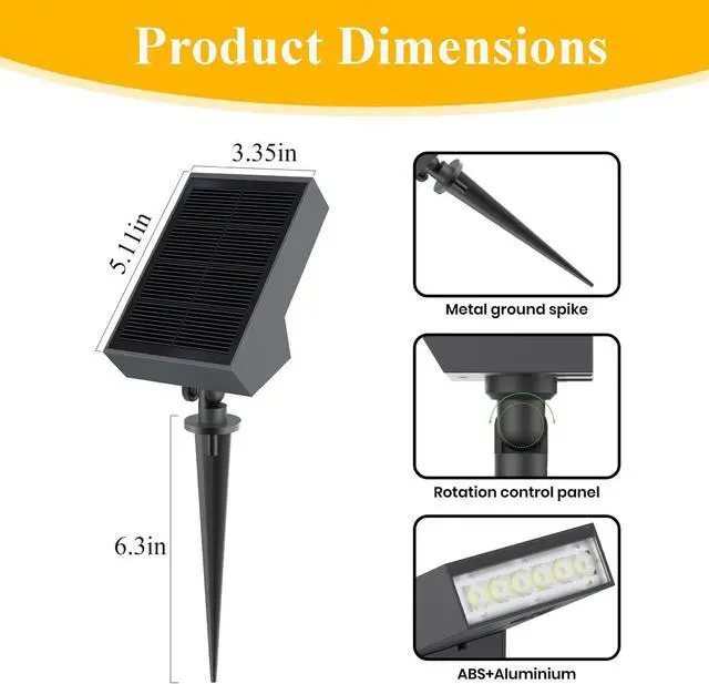 Alt view image 3 of 7 - Solar Pathway Lights Outdoor, Dimmable Solar Spot Light IP65 Waterproof, 500LM 3000K Solars Outdoor Lighting for Walkway Landscape Lawn Yard