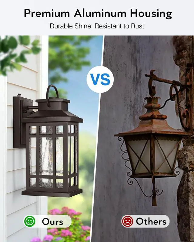Alt view image 4 of 7 - Outdoor Light Fixture, Dusk to Dawn Outside Lights for House, Brown Outside Sconce Lighting, Oil Rubbed Bronze Exterior Porch Lights Wall Mount, Modern Outdoor Wall Lantern for Patio Garage