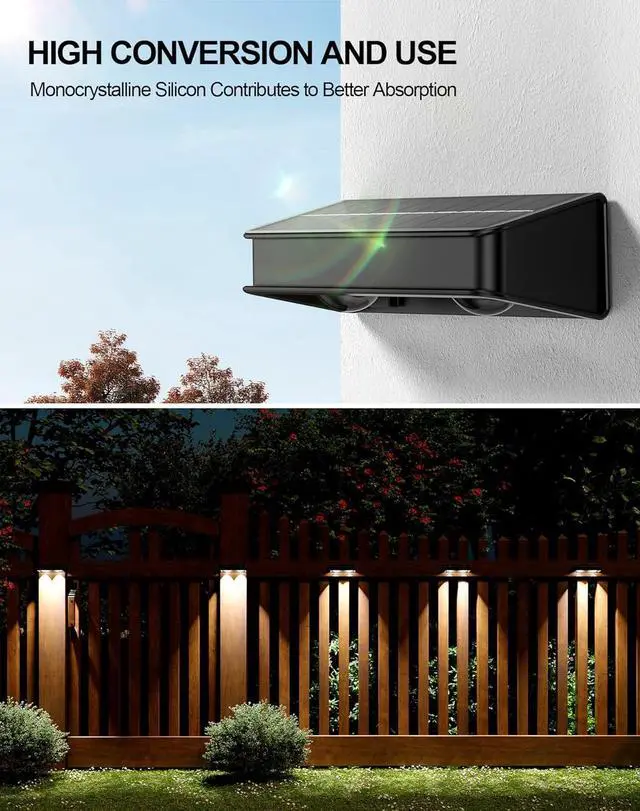 Alt view image 4 of 7 - Solar Fence Lights 10 Pack, 9 Color Modes Outdoor Bulb Waterproof Led IP65, Solar Outdoor Lights for Backyard/Railing/Step/Wall/Patio/Yard (Black)