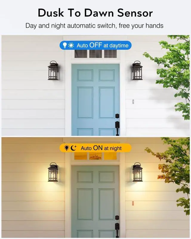 Alt view image 2 of 7 - Outdoor Light Fixture, Dusk to Dawn Outside Lights for House, Brown Outside Sconce Lighting, Oil Rubbed Bronze Exterior Porch Lights Wall Mount, Modern Outdoor Wall Lantern for Patio Garage