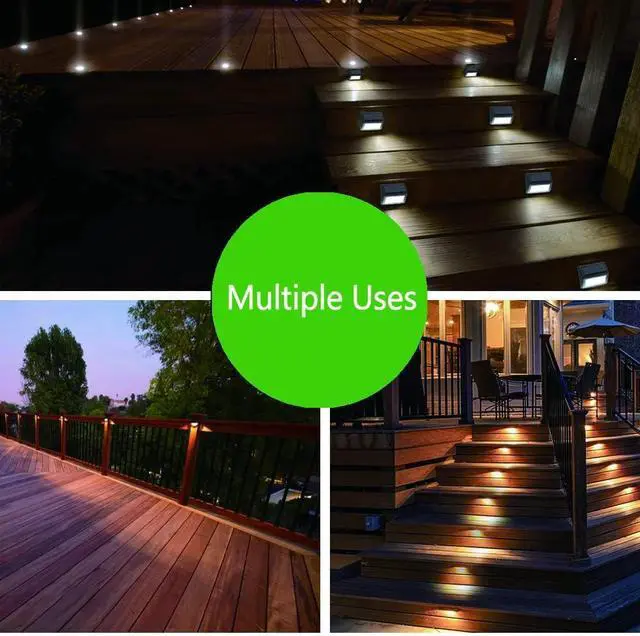 Alt view image 2 of 6 - Solar Lights Outdoor, Waterproof Solar Powered Deck Step Lights for Patio Garden Backyard Garage Driveway Pathway Outside Wall Lighting (Warm White/6 Pack)