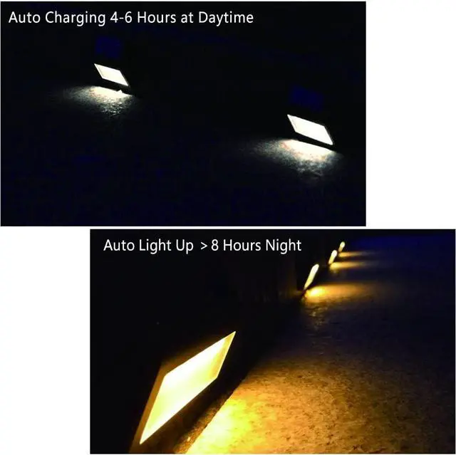 Alt view image 4 of 6 - Solar Lights Outdoor, Waterproof Solar Powered Deck Step Lights for Patio Garden Backyard Garage Driveway Pathway Outside Wall Lighting (Warm White/6 Pack)