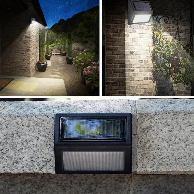 Alt view image 6 of 6 - Solar Lights Outdoor, Waterproof Solar Powered Deck Step Lights for Patio Garden Backyard Garage Driveway Pathway Outside Wall Lighting (Warm White/6 Pack)