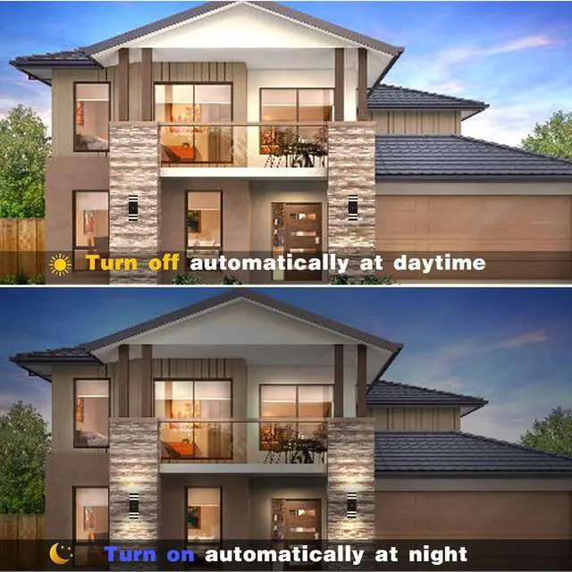 Alt view image 2 of 6 - DASTOR Dusk to Dawn Outdoor Wall Lights 2 Pack, 3000K Warm White Exterior Lighting Fixtures, Up and Down Porch Lights Outdoor Wall, Waterproof Outside Lights for House Garage Patio