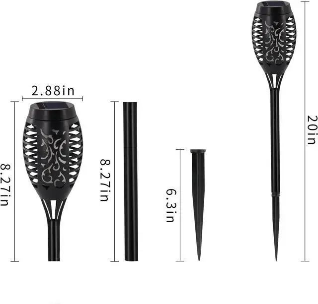 Alt view image 6 of 7 - Outdoor Solar Lights Blue, 12 Pack Solar Torch Lights with Flickering Flame Waterproof Mini Tiki Torches for Landscape Garden Pathway Dusk to Dawn Auto On/Off