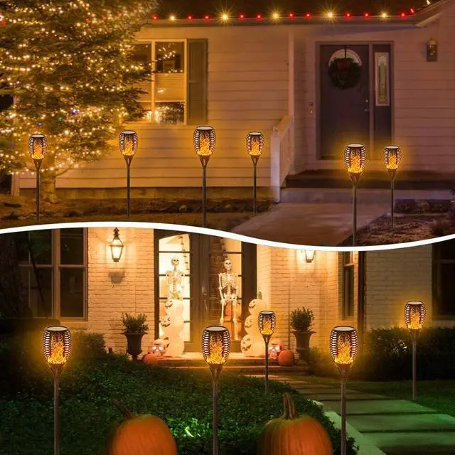Alt view image 2 of 6 - EOYIZW Solar Lights Outdoor 4 Pack, 99 LEDs Solar Torch Light with Flickering Flame- IP65 Waterproof Solar Garden Lights, Solar Powered Outdoor Lights for Porch Yard Patio Halloween Decorations