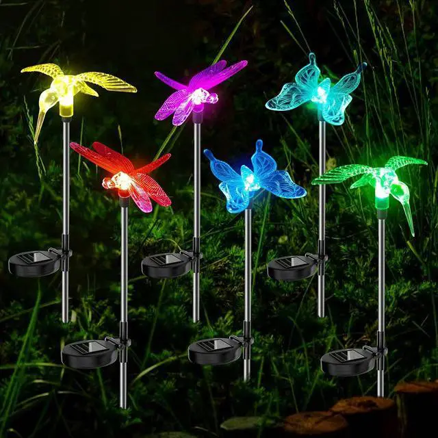 Main image of Anordsem Solar Garden Lights Outdoor: 6 Waterproof PVC Insect Light Heads - Changeable Color LED Stake for Homeowners Patio Decoration - Gardening Gifts for Garden Enthusiasts