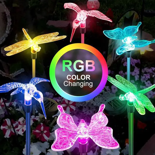 Alt view image 2 of 7 - Anordsem Solar Garden Lights Outdoor: 6 Waterproof PVC Insect Light Heads - Changeable Color LED Stake for Homeowners Patio Decoration - Gardening Gifts for Garden Enthusiasts