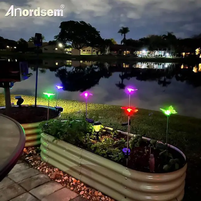 Alt view image 7 of 7 - Anordsem Solar Garden Lights Outdoor: 6 Waterproof PVC Insect Light Heads - Changeable Color LED Stake for Homeowners Patio Decoration - Gardening Gifts for Garden Enthusiasts