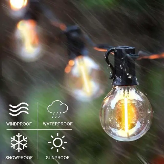 Alt view image 3 of 7 - SUNTHIN 100ft Solar String Lights, USB Rechargeable Solar Outdoor Lights with 48 Waterproof & Shatterproof G40 LED Bulbs for Patio, Porch, Garden, Deck, Bistro, Cafe, Camping