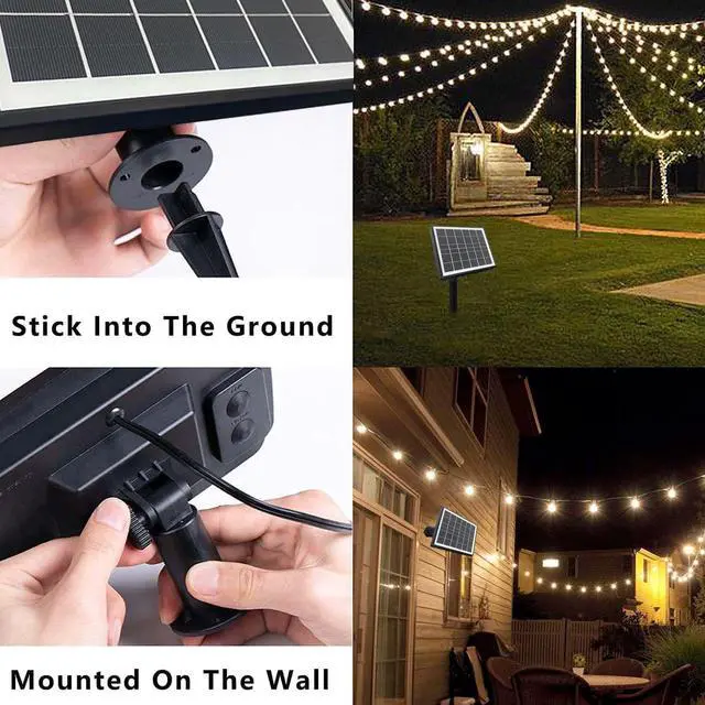 Alt view image 6 of 7 - SUNTHIN 100ft Solar String Lights, USB Rechargeable Solar Outdoor Lights with 48 Waterproof & Shatterproof G40 LED Bulbs for Patio, Porch, Garden, Deck, Bistro, Cafe, Camping