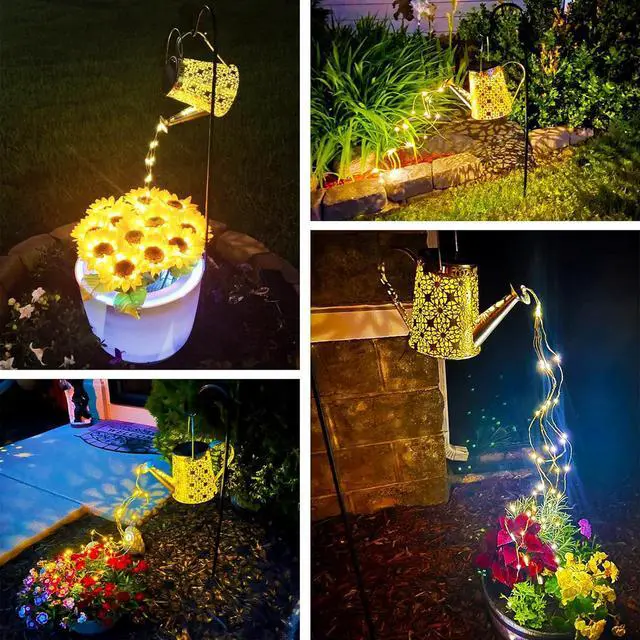 Alt view image 3 of 7 - VOOKRY Solar Watering Can Lights, Large Retro Metal Hanging Solar Lights Outdoor Waterproof, Birthday Gifts for Women Mom Grandma Garden Decor Yard Light LED Decoration Outside for Porch Lawn Patio