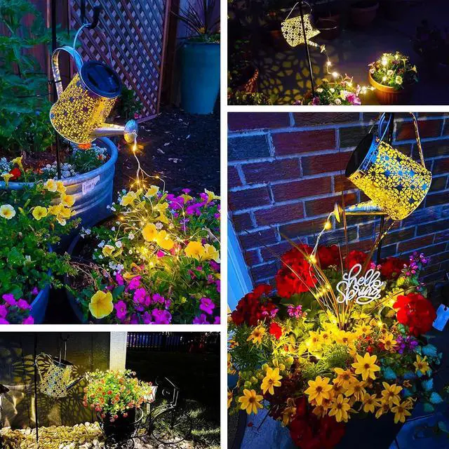Alt view image 6 of 7 - VOOKRY Solar Watering Can Lights, Large Retro Metal Hanging Solar Lights Outdoor Waterproof, Birthday Gifts for Women Mom Grandma Garden Decor Yard Light LED Decoration Outside for Porch Lawn Patio