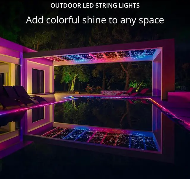 Alt view image 2 of 7 - Twinkly Strings 400 LED RGB, LED Light String for in- and Outdoor, Smart LED Lights, Mappable LEDs, Compatible with Alexa and Google Home, IP44, Green Wire, 105ft