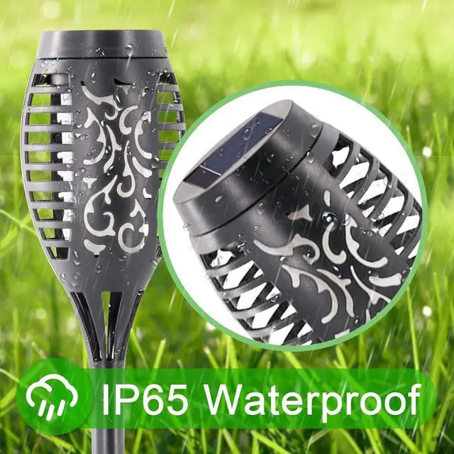 Alt view image 5 of 7 - Outdoor Solar Lights Blue, 12 Pack Solar Torch Lights with Flickering Flame Waterproof Mini Tiki Torches for Landscape Garden Pathway Dusk to Dawn Auto On/Off