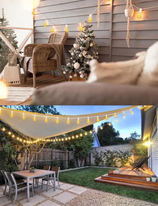Alt view image 6 of 7 - String Lights for Outside 300FT(3x100FT) Outdoor Lights with 150+6(Spare) Edison Shatterproof Bulbs, Patio Light Connectable for Backyard, Bistro,Porch,White Cord String Light Waterproof