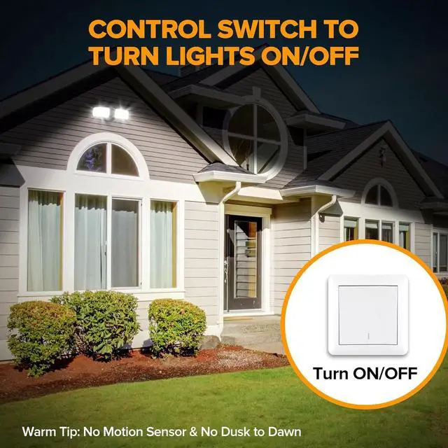 Alt view image 3 of 7 - LUTEC 32W 3500LM Integrated Dual-Head LED Flood Light Outdoor,Switch Controlled LED Security Light,5000K Wall Mount Exterior Flood Light,P65 Waterproof for Garage, Yard, Patio-Black