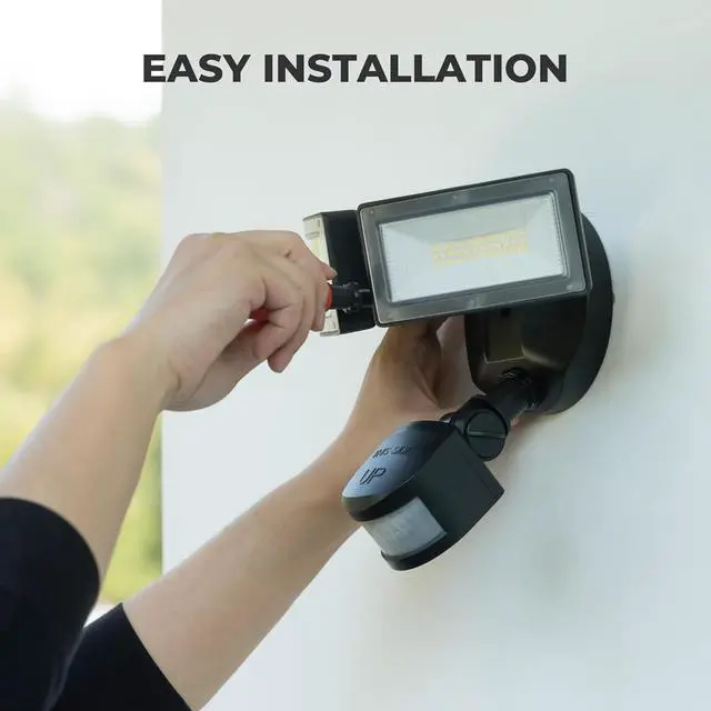 Alt view image 6 of 7 - LED Motion Sensor Outdoor Lights, 38W 4000LM 5000K Daylight, IP65 Waterproof Flood Light, 2 Head Dusk to Dawn Motion Detected Security Lights for Patio, Garage, Yard (Black)