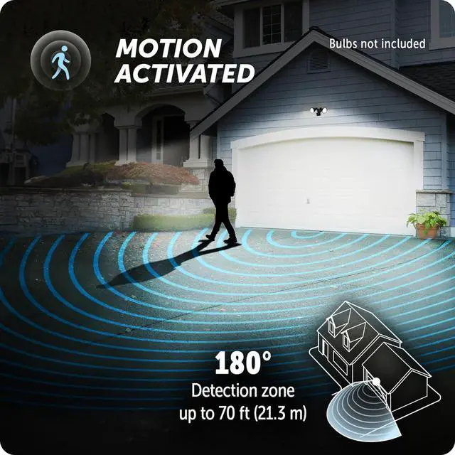 Alt view image 5 of 7 - Globe Electric 17000140 180-Degree 240 W Twin Head Black Hardwired Motion Sensor Security Flood Light with MotionBright