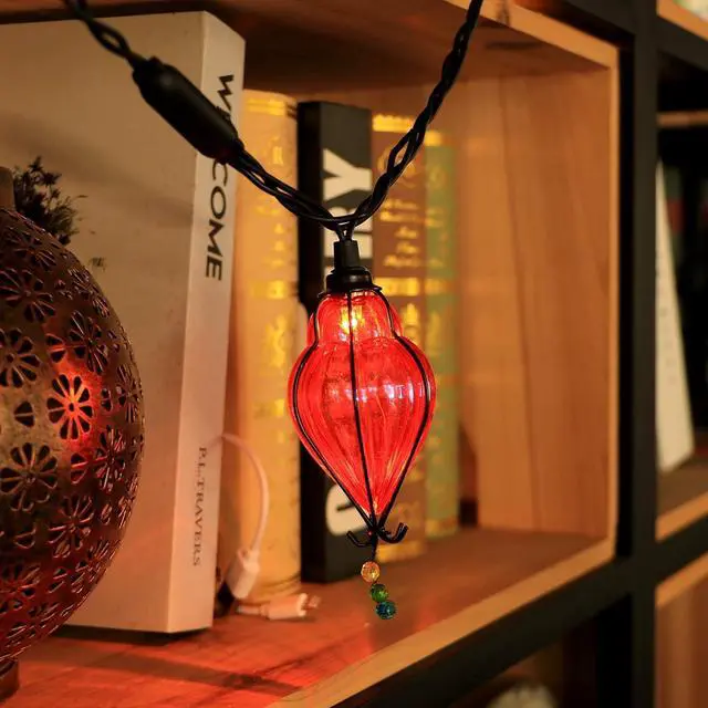 Alt view image 3 of 7 - Multicolor - Decorative String Lights Plug in with 10 Bulbs Connectable, Indoor Outdoor Patio Lights for Party Wedding Bedroom Bistro Cottagecore Decor