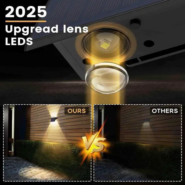 Alt view image 7 of 7 - Fence Lights Solar Powered, 6-Pack Solar Fence Lights Up/Down Flexible Buttons, IP67 Waterproof for Outdoor, 100LM Bright, Auto Dusk to Dawn for Wall/Stairs/Yard/Railing/Deck/Pathway (White & RGB)