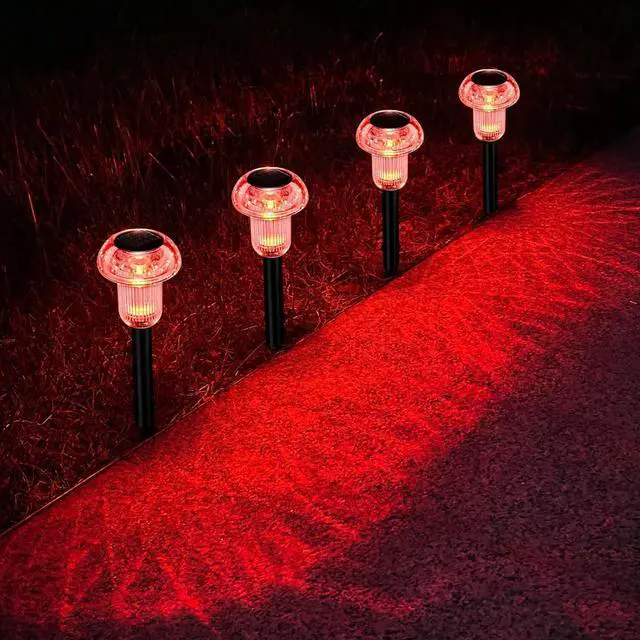 Main image of Halloween Solar Pathway Lights Outdoor 4 Pack, Red LED Driveway Light Solar Powered, Garden Decor, Mushroom Solar Lights Outdoor Waterproof for Outside Yard, Sidewalk, Lawn, Patio, Christmas